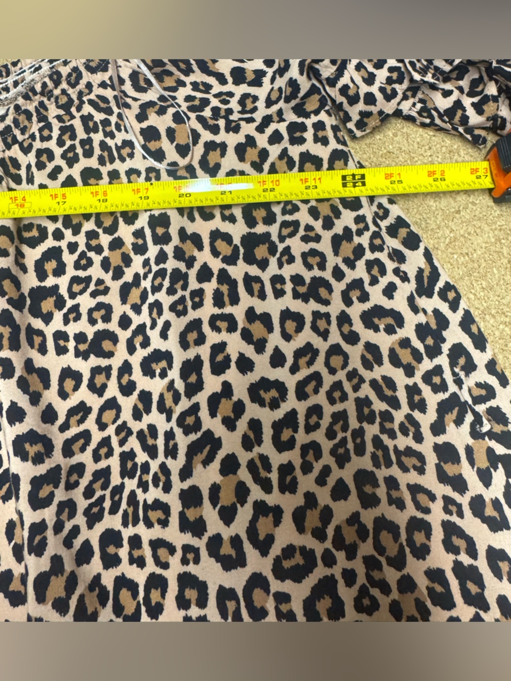 VICI Leopard Print Ruffle Sleeve Mini Dress Womens Large Boho Tiered Babydoll A8 - Picture 7 of 9